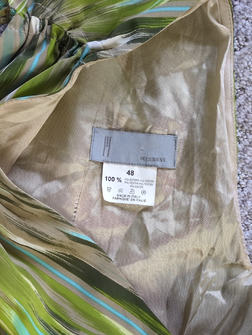 STUNNING Missoni Green Brushstroke Ruched Strap Floaty Midi Dress, Size 48 (16) - Picture 7 of 9